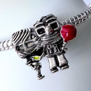 Silver & Red Carl & Ellie-inspired Bead Charm Fits Snake Chain Bracelets